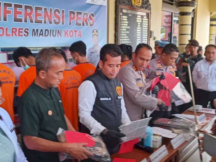 Konperensi press pengungkapan Judol dan TPPO oleh Polres Madiun Kota/Ist
