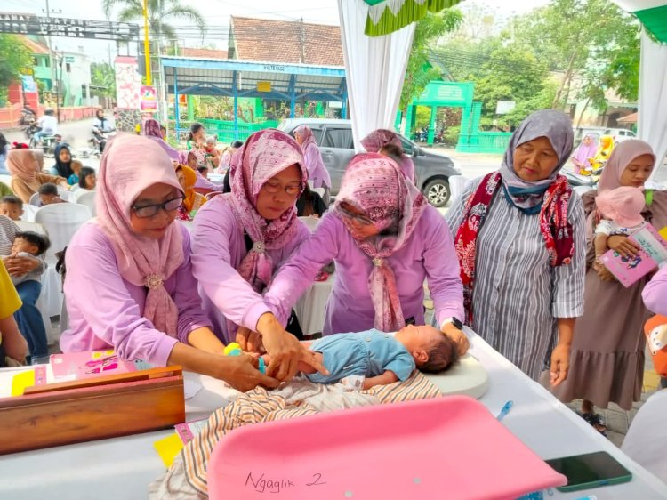 kegiatan pemeriksaan kesehatan dan gizi, tumbuh kembang anak, serta edukasi nutrisi pentingnya zat besi bagi anak.