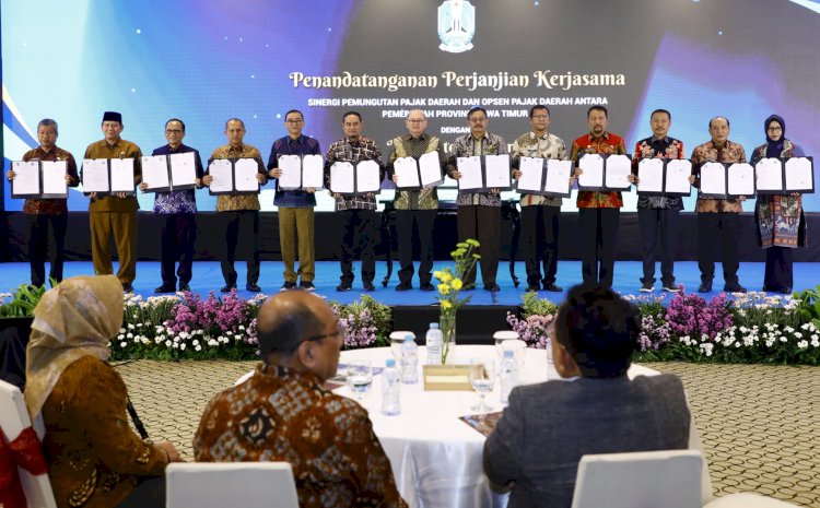Penandatanganan perjanjian kerjasama Pemprov Jatim dan Pemkab/Pemkot se-Jatim/Ist