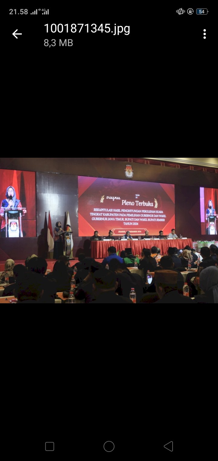 Rapat pleno rekapitulasi suara hasil Pilkada 2024 oleh KPU Jember/RMJatim