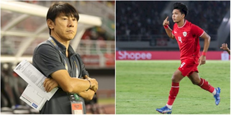 Kolase Shin Tae-yong (STY) dan pemain Timnas Indonesia Kadek Arel/RMOL