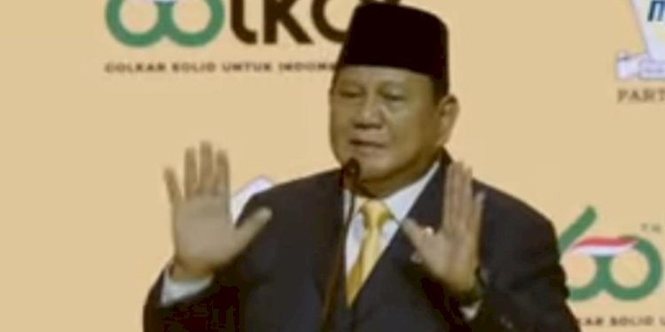 Presiden Prabowo Subianto di acara perayaan HUT ke-60 Partai Golkar, SICC, Bogor, Jawa Barat, Kamis malam, 12 Desember 2024/RMOL
