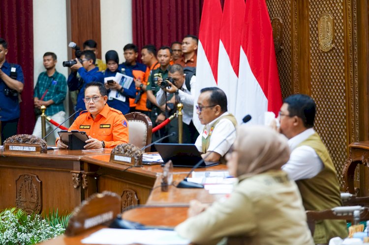Rakor Siaga Darurat Bencana Hidrometeorologi Tahun 2024 Wilayah Jawa Timur di Gedung Negara Grahadi, Surabaya/Ist