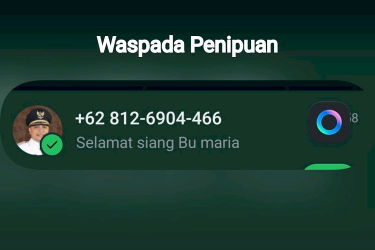 Teks foto: Penipu tersebut menyalahgunakan nama Wali Kota Eri, melalui WhatsApp nomor 0812-6904-466/ist