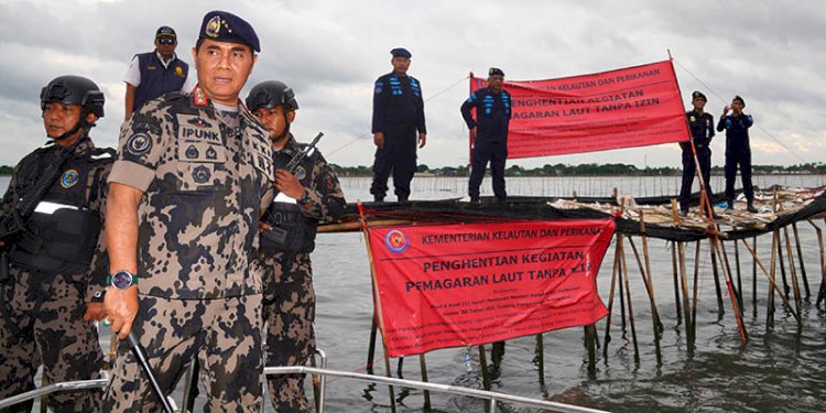 Kementerian Kelautan dan Perikanan (KKP) menghentikan seluruh kegiatan pemagaran laut tanpa izin di Tangerang, Banten/Ist