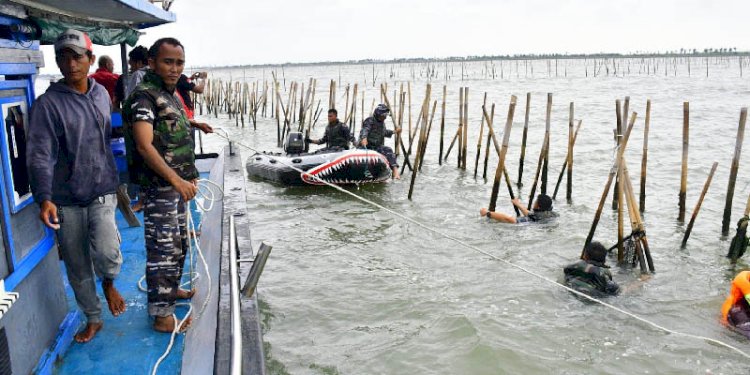Pagar laut di Tangerang dicabut TNI AL/Dispenal