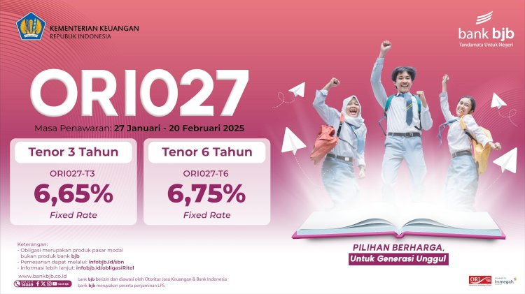 Foto : bank bjb Tawarkan ORI027 Dengan Kupon Hingga 6,75%