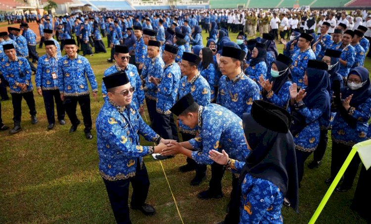 Apel besar di stadion Wilis kota Madiun sekaligus pamitan Pj Wali Kota Eddy Supriyanto/Ist