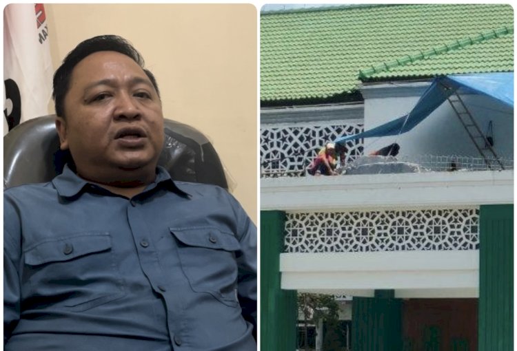 Heri Poniman dsn bangunan Kubah dibongkar depan Pemkot Probolinggo/Ist