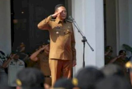 Wali Kota Malang, Wahyu Hidayat saat memimpin apel perdana di Balai Kota Malang/Ist
