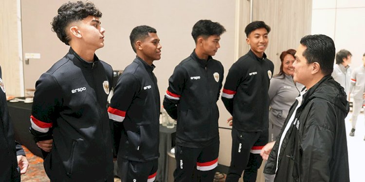 Tim U-17 Indonesia menemui Ketua Umum PSSI, Erick Thohir, sebelum bertolak ke Dubai, Uni Emirat Arab, beberapa waktu lalu/Dok PSSI