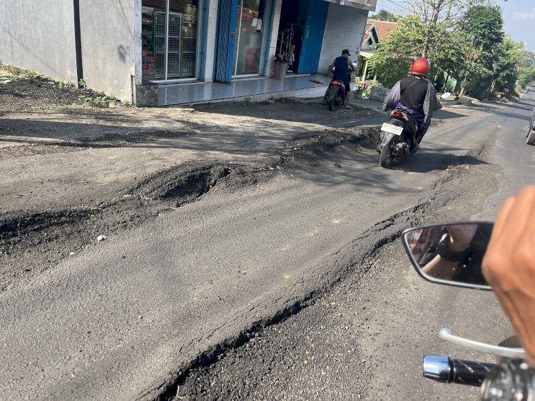 Salah satu titik Jalan Raya Bromo yang rusak dan bergelombang/Ist