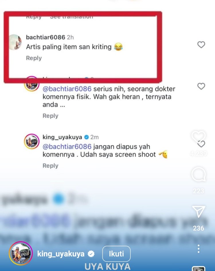Tangkapan layar dari akun Instagram Uya Kuya.   
